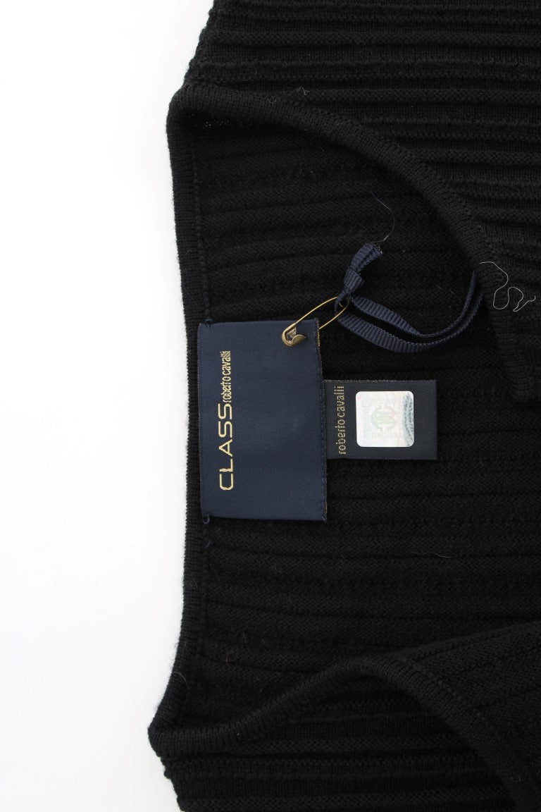 Schwarze Wollstrickjacke