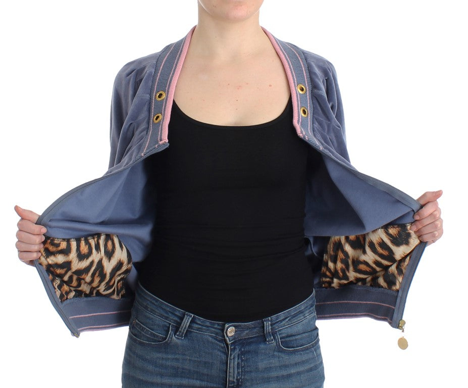 Blauer Samtpullover mit Reißverschluss