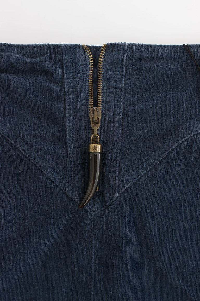 Blauer Bleistiftrock aus Kord