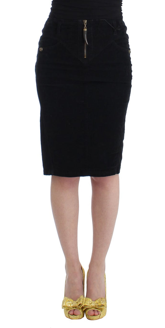 Schwarzer Bleistiftrock aus Kord