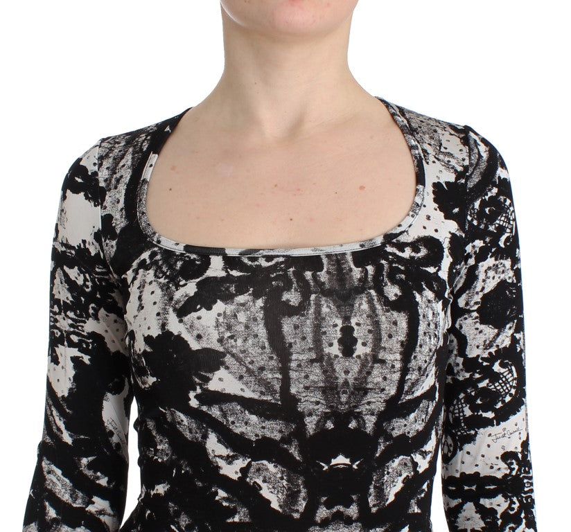 Schwarzes bedrucktes Etuikleid