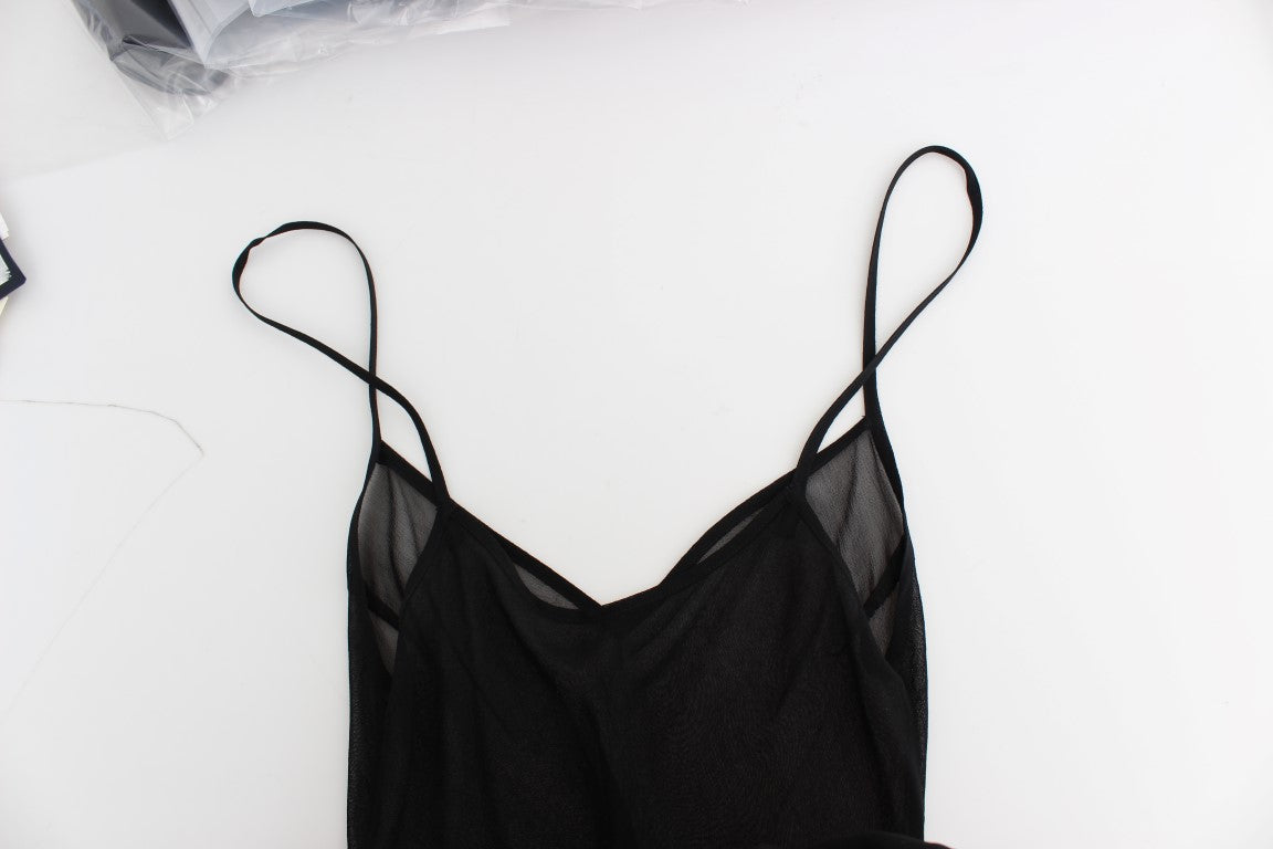 Schwarzes langärmeliges Seidenkleid