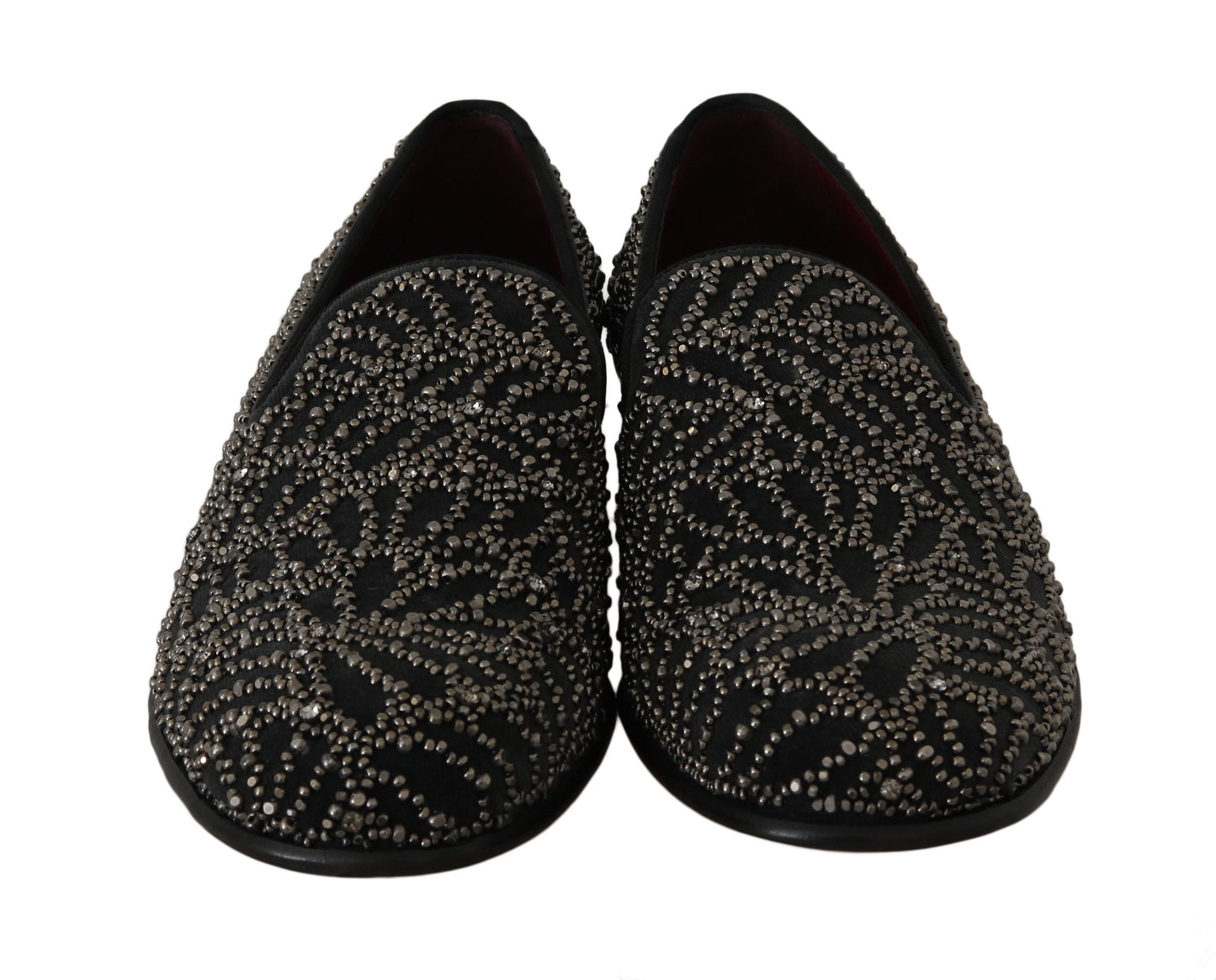 Schwarzer Samt Kristall Perlen Loafers