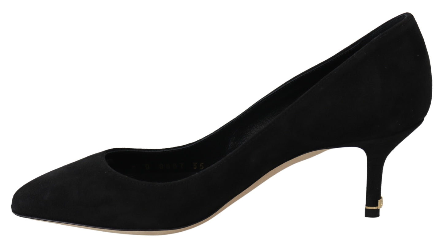 Schwarze Wildleder Heels Pumps Klassische Schuhe