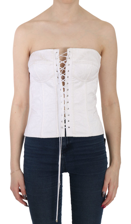 Weißes PALERMO Baumwolle Bustier Top Korsett
