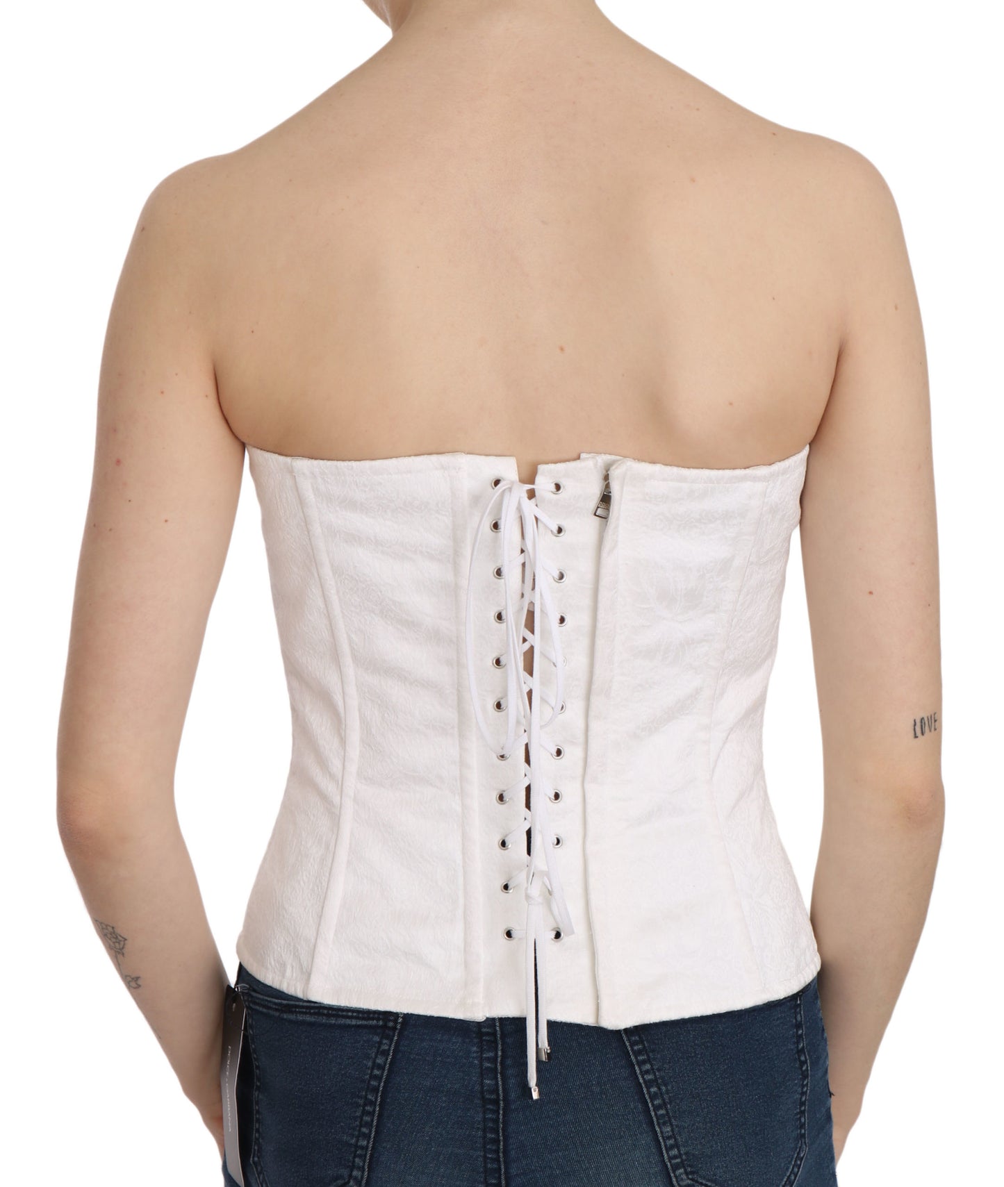 Weißes PALERMO Baumwolle Bustier Top Korsett