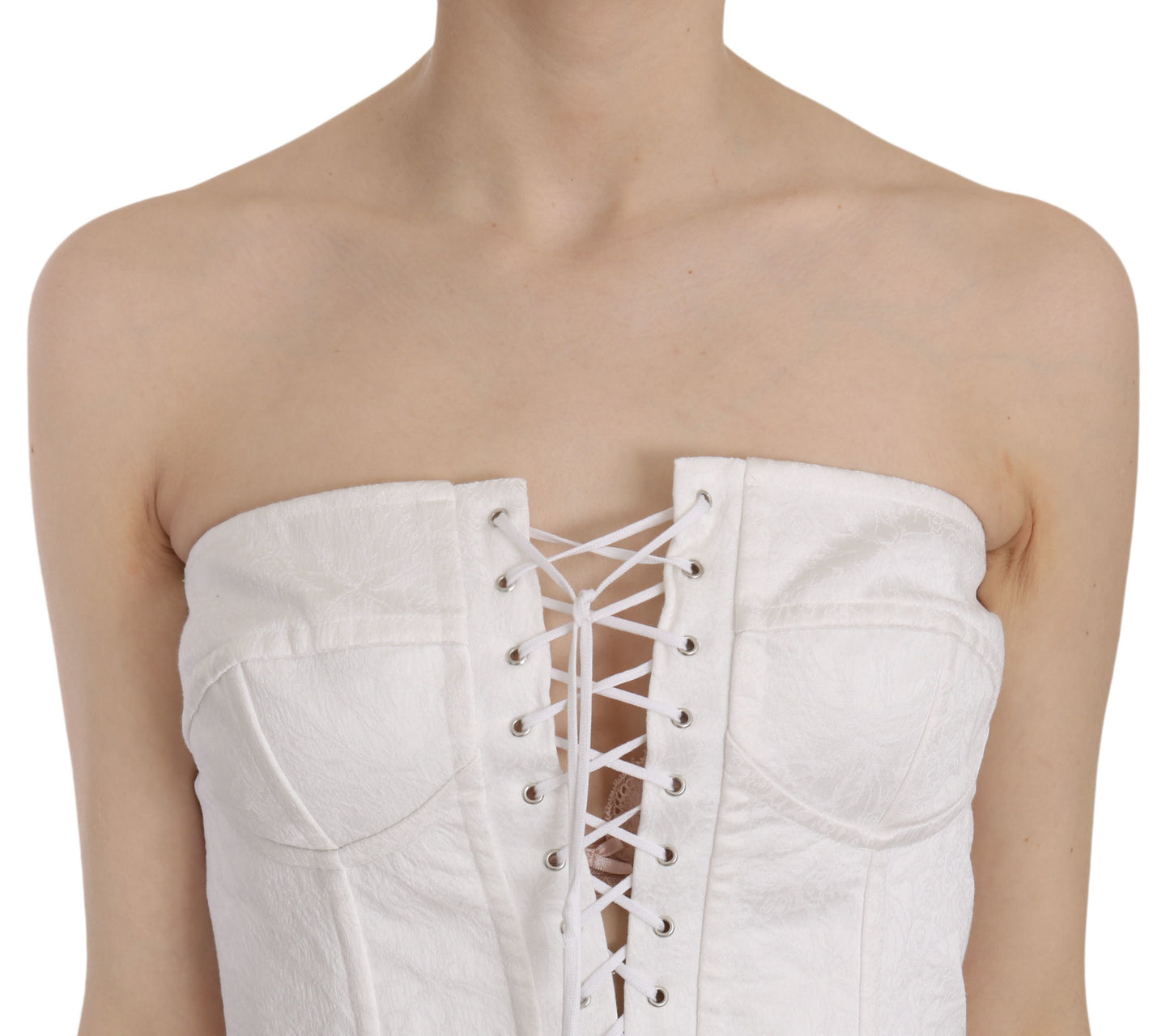 Weißes PALERMO Baumwolle Bustier Top Korsett