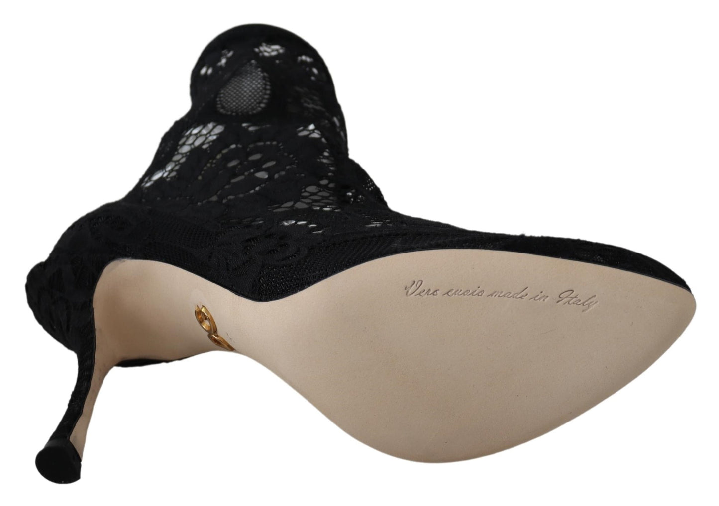 Schwarze Taormina Spitze Socken Pumps Stiefel