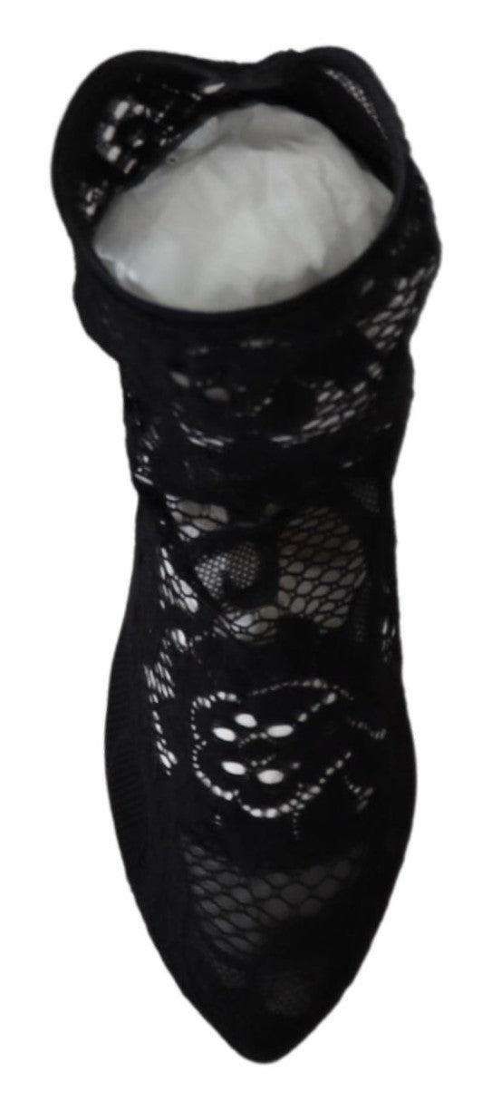 Schwarze Taormina Spitze Socken Pumps Stiefel