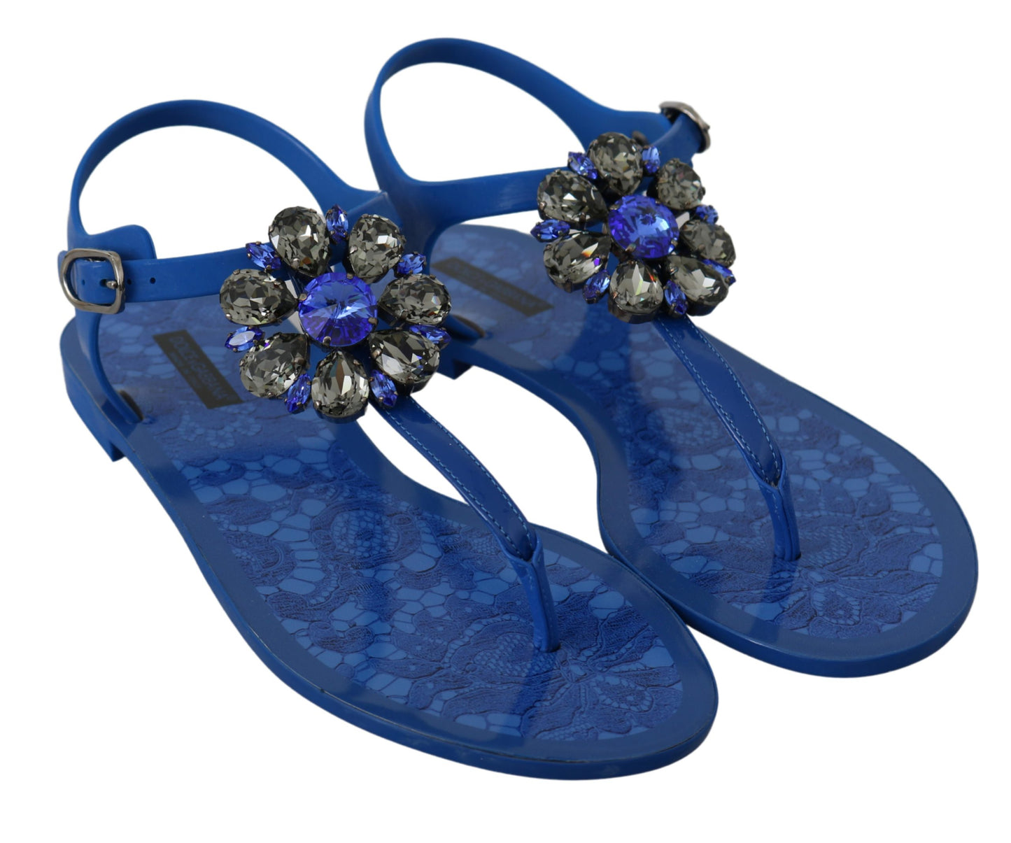 Blau Kristall Sandalen Flip Flops Schuhe