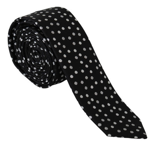 Schwarze Polka Dots Krawatte aus 100% Seide
