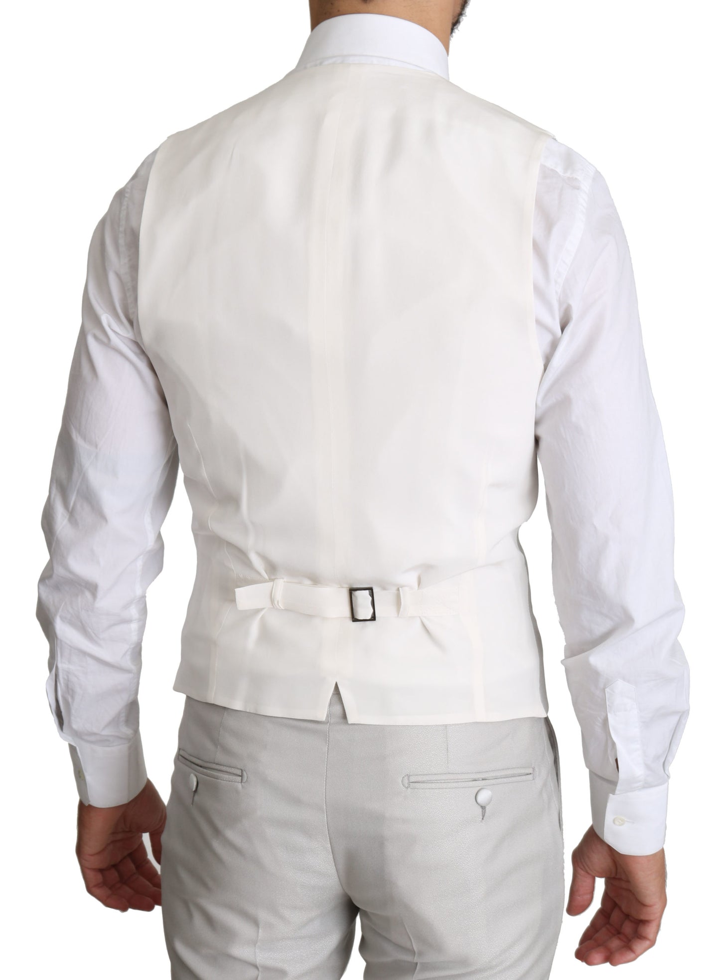 Silberner einreihiger 3-teiliger Anzug aus Wolle