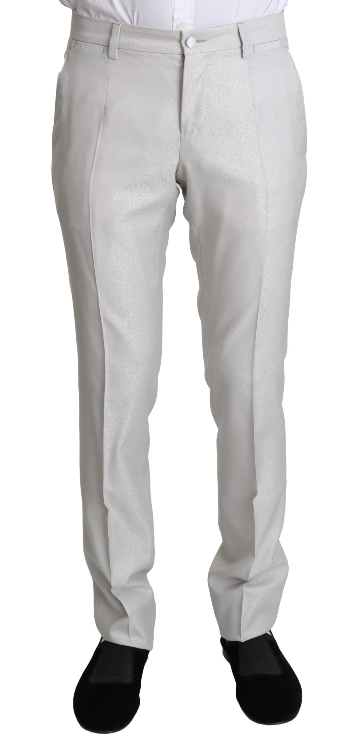 Silberner einreihiger 3-teiliger Anzug aus Wolle