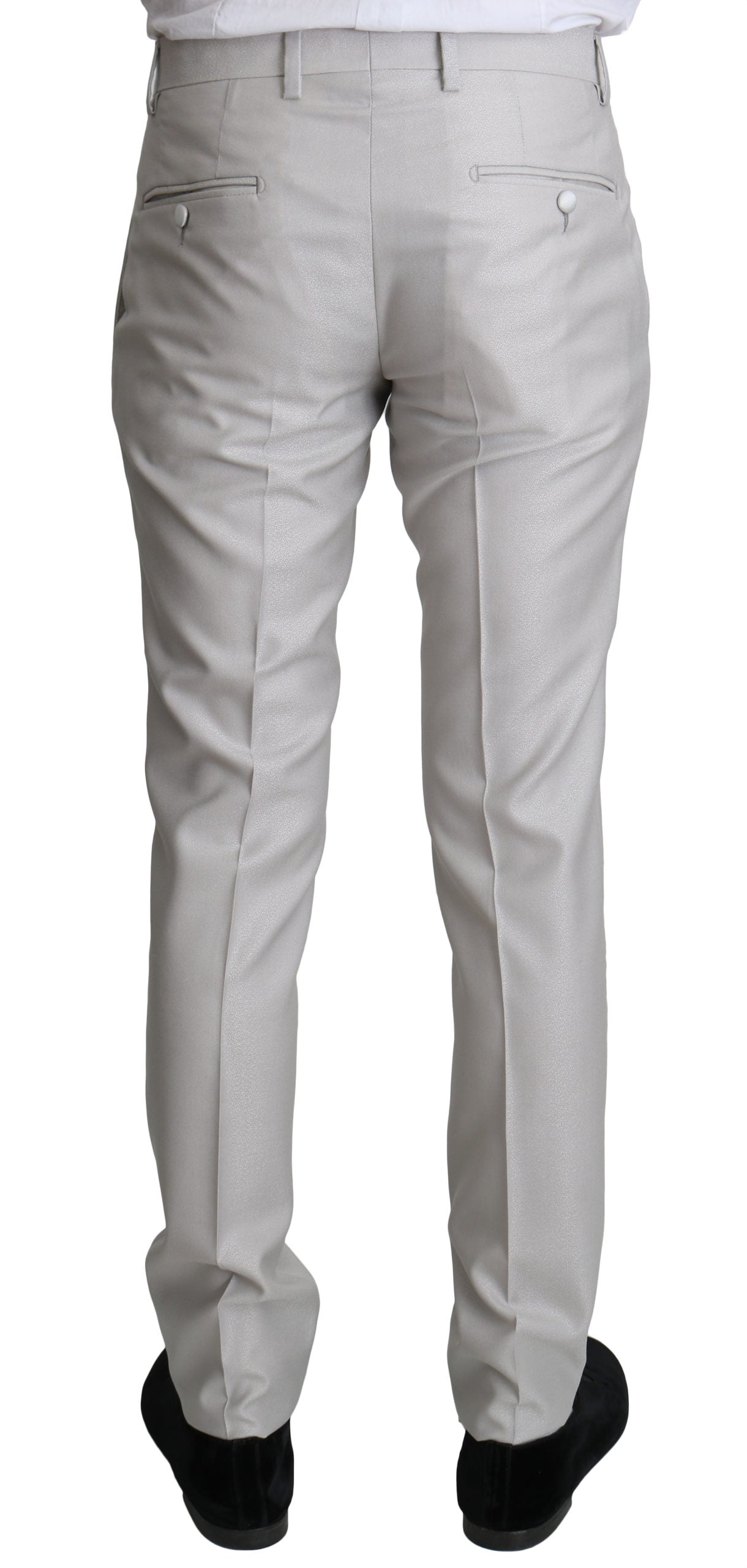 Silberner einreihiger 3-teiliger Anzug aus Wolle