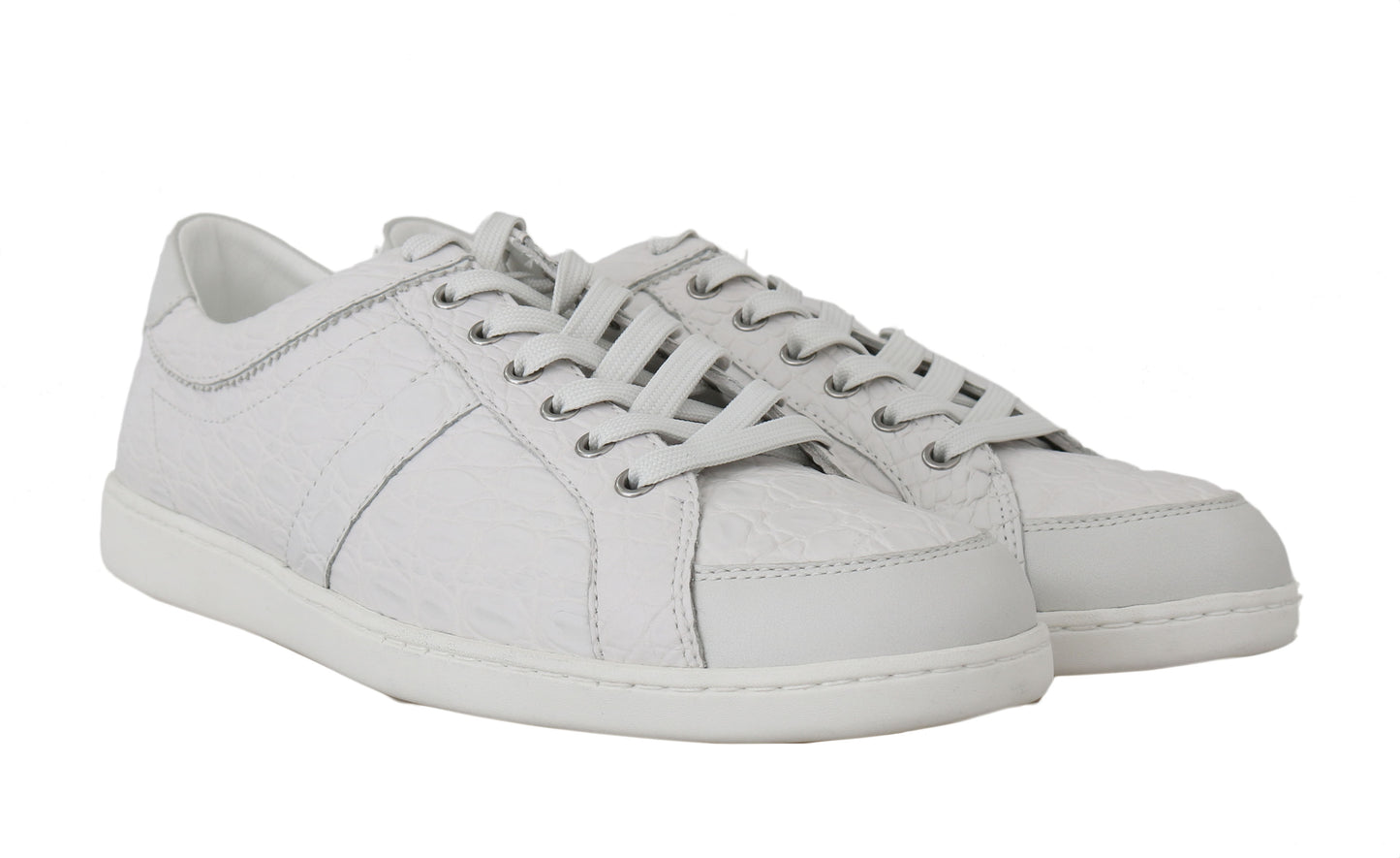 Weiße Kaiman-Krokodil-Sneaker-Schuhe