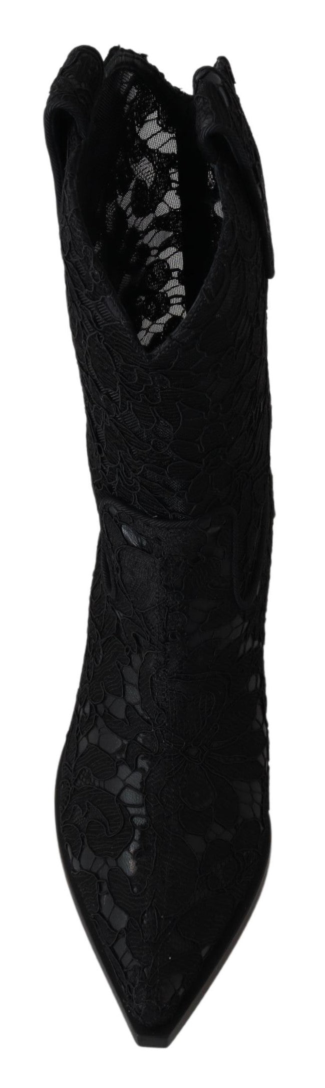 Schwarze Spitze Taormina Knöchel Cowboy Kristall Schuhe