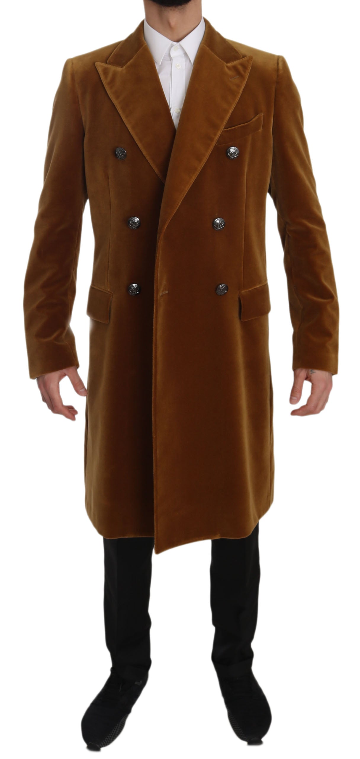 Chartreuse Baumwolle Langer Trenchcoat Jacke