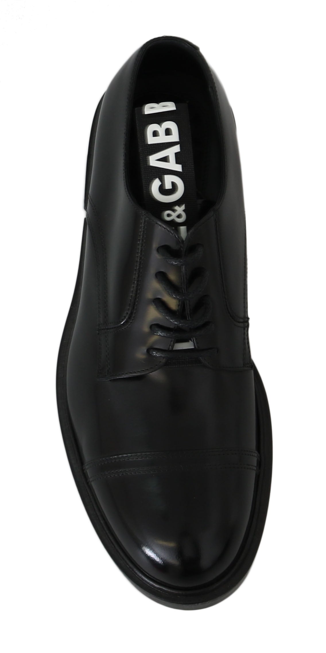 Derby Schwarz Kalbsleder Branded Strap Formelle Schuhe