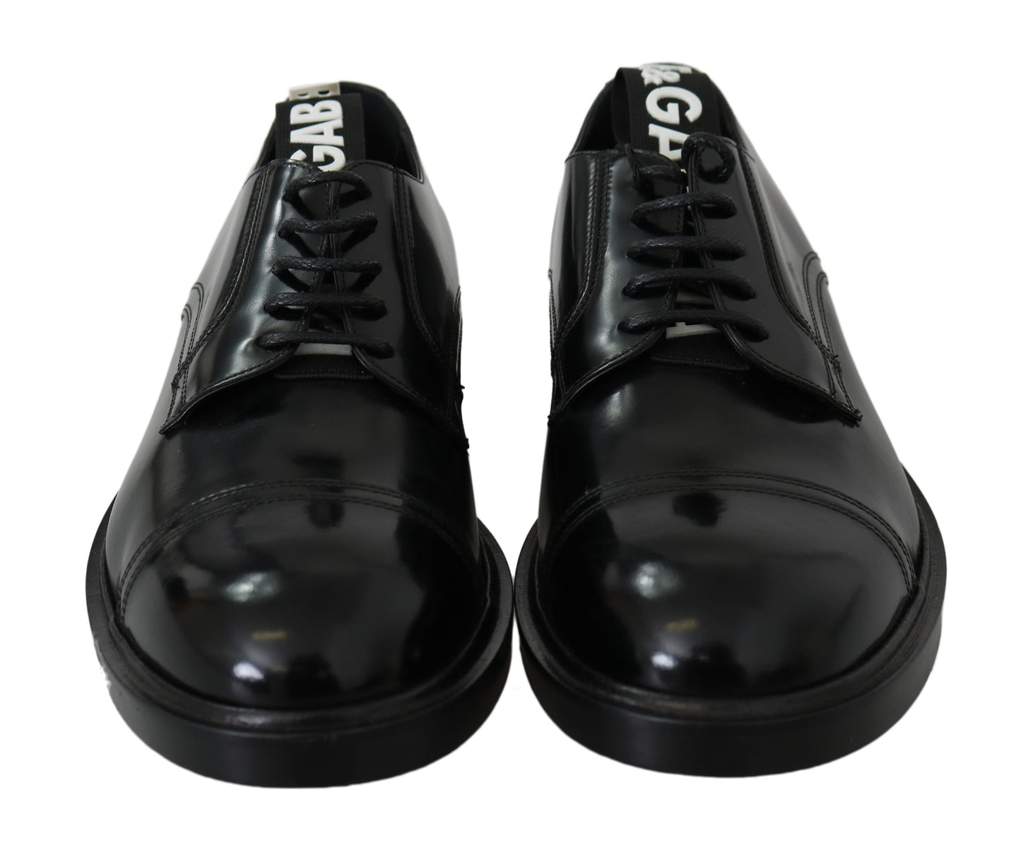 Derby Schwarz Kalbsleder Branded Strap Formelle Schuhe