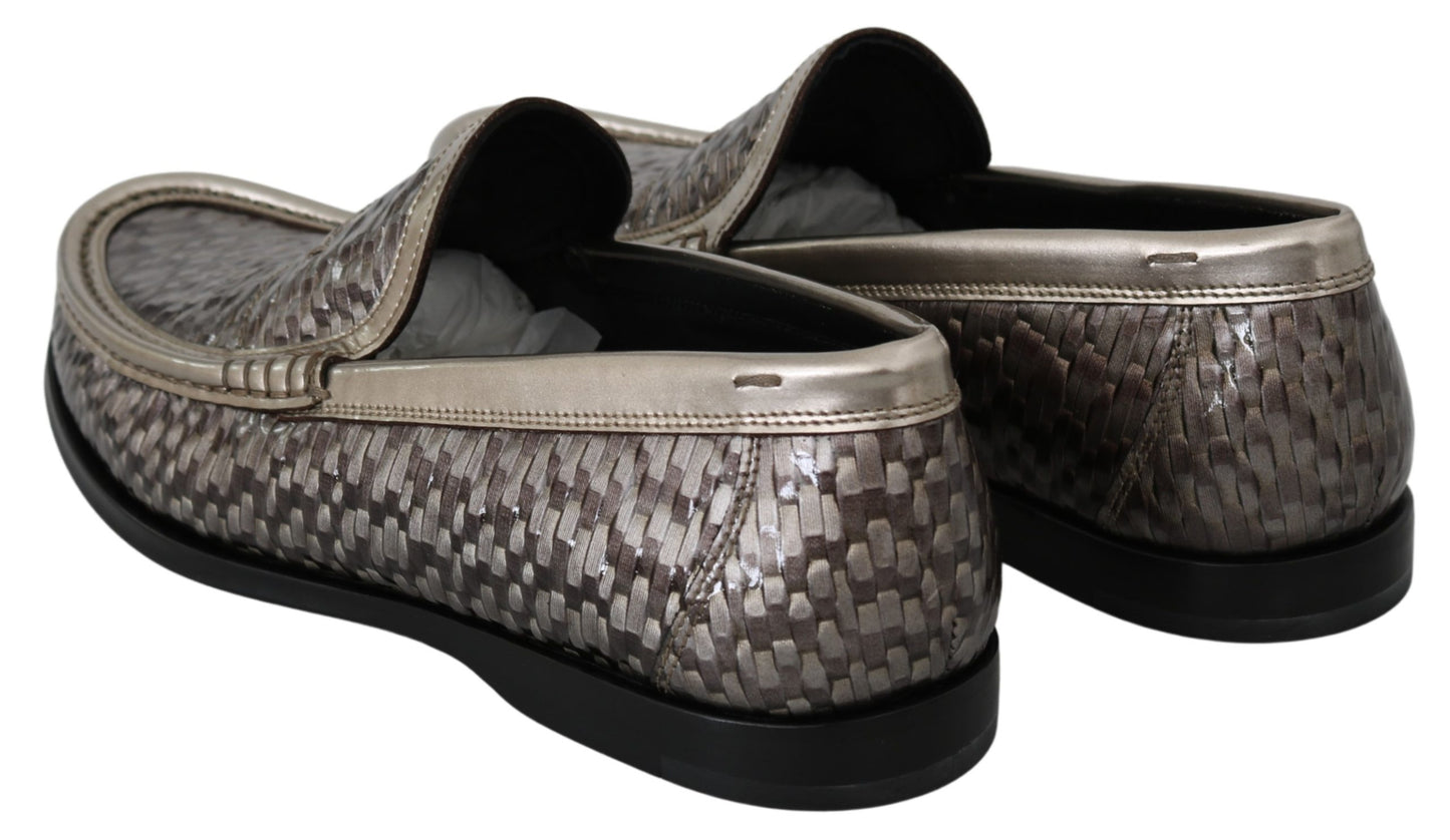 Braun Leder gewebt Hausschuhe Mokassins Schuhe