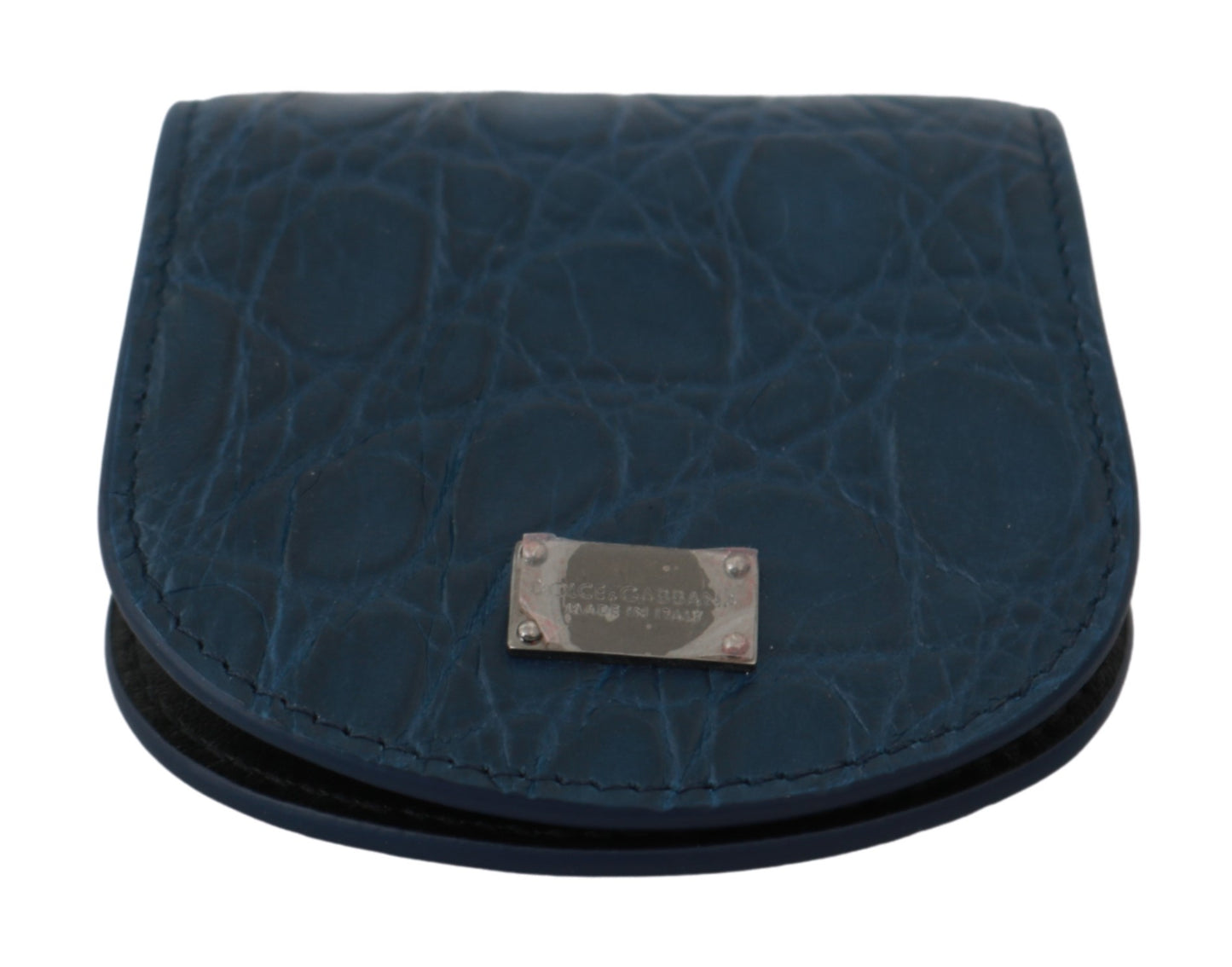 Blaue Ledertasche mit Kondomhalter