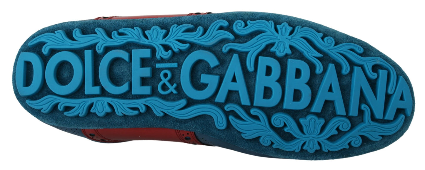 Blau Rot Glänzend Leder Crown Sneakers Schuhe