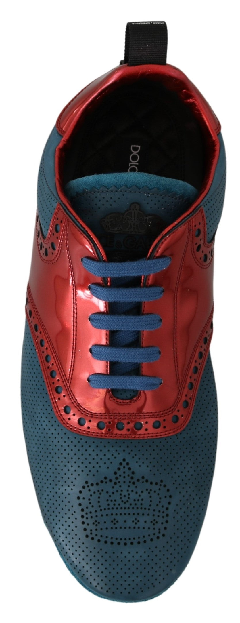 Blau Rot Glänzend Leder Crown Sneakers Schuhe
