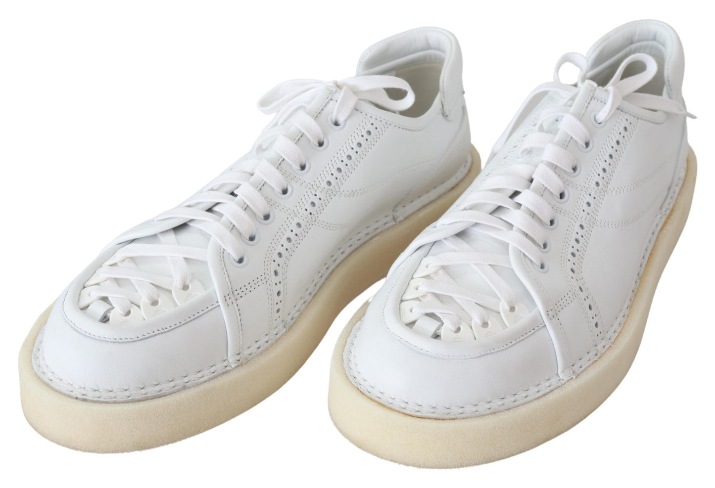 Weiße gewebte Leder Low Top Sneakers Schuhe