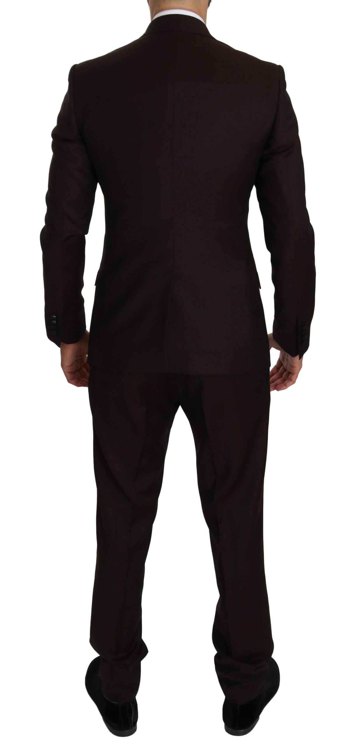 Bordeauxfarbener schmaler 3-teiliger MARTINI Anzug aus Wolle