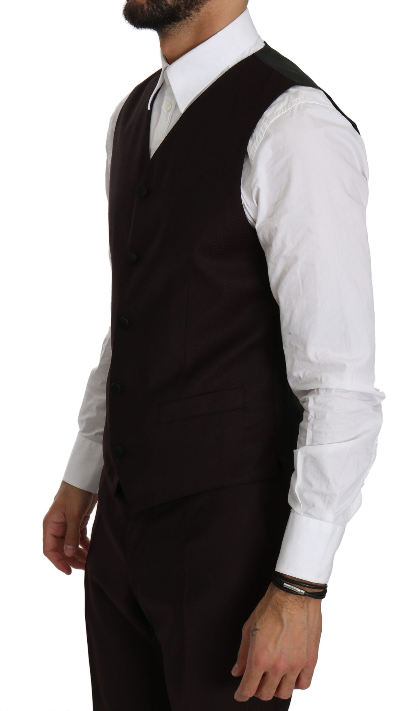 Bordeauxfarbener schmaler 3-teiliger MARTINI Anzug aus Wolle