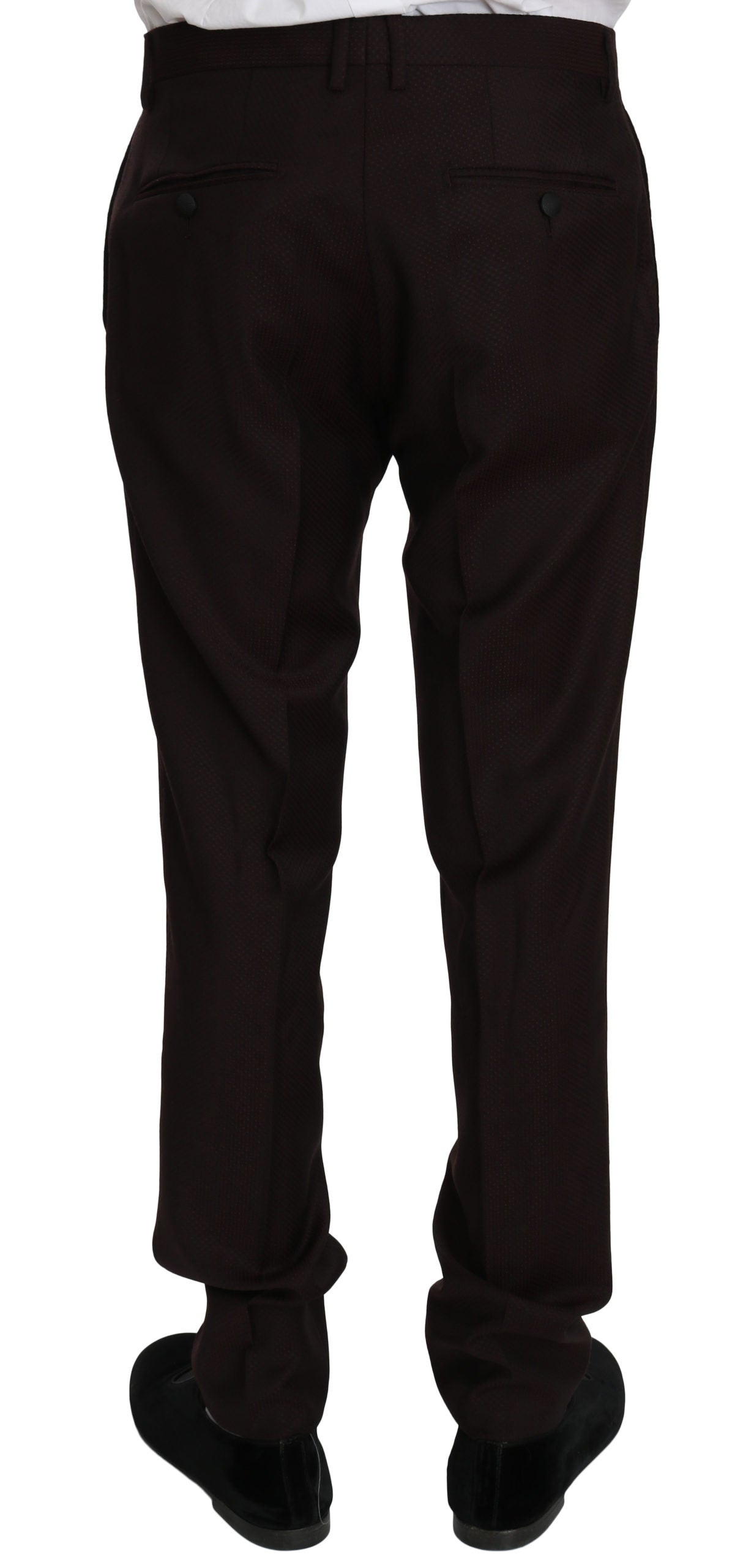 Bordeauxfarbener schmaler 3-teiliger MARTINI Anzug aus Wolle