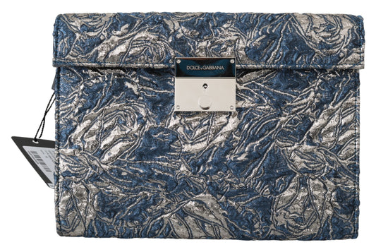 Blau-Silber-Jacquard-Leder Dokumententasche Tasche