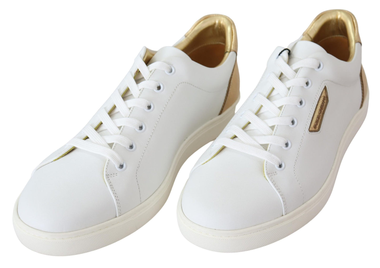Weiß Gold Leder Low Top Turnschuhe Schuhe