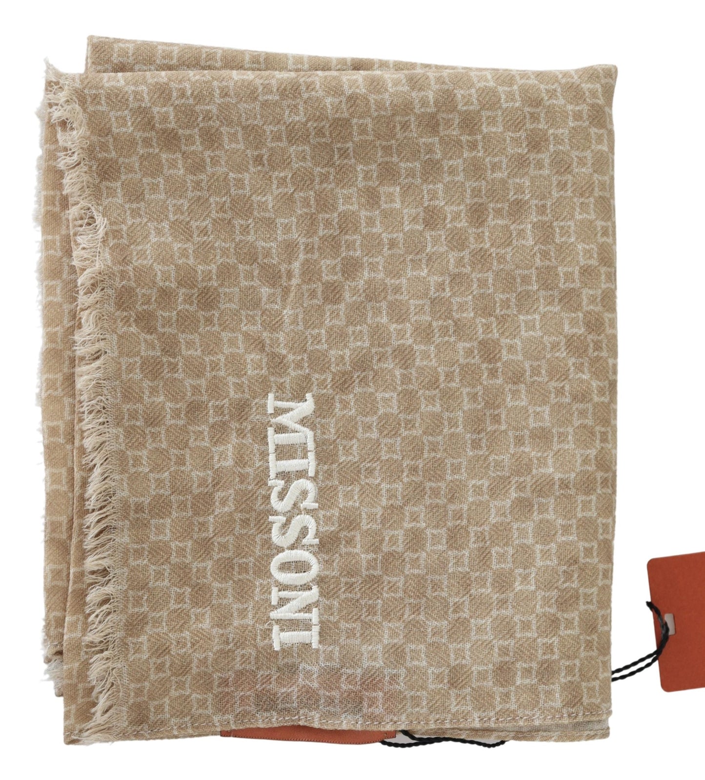 Brauner Wollstrick-Halswickel-Fransenschal