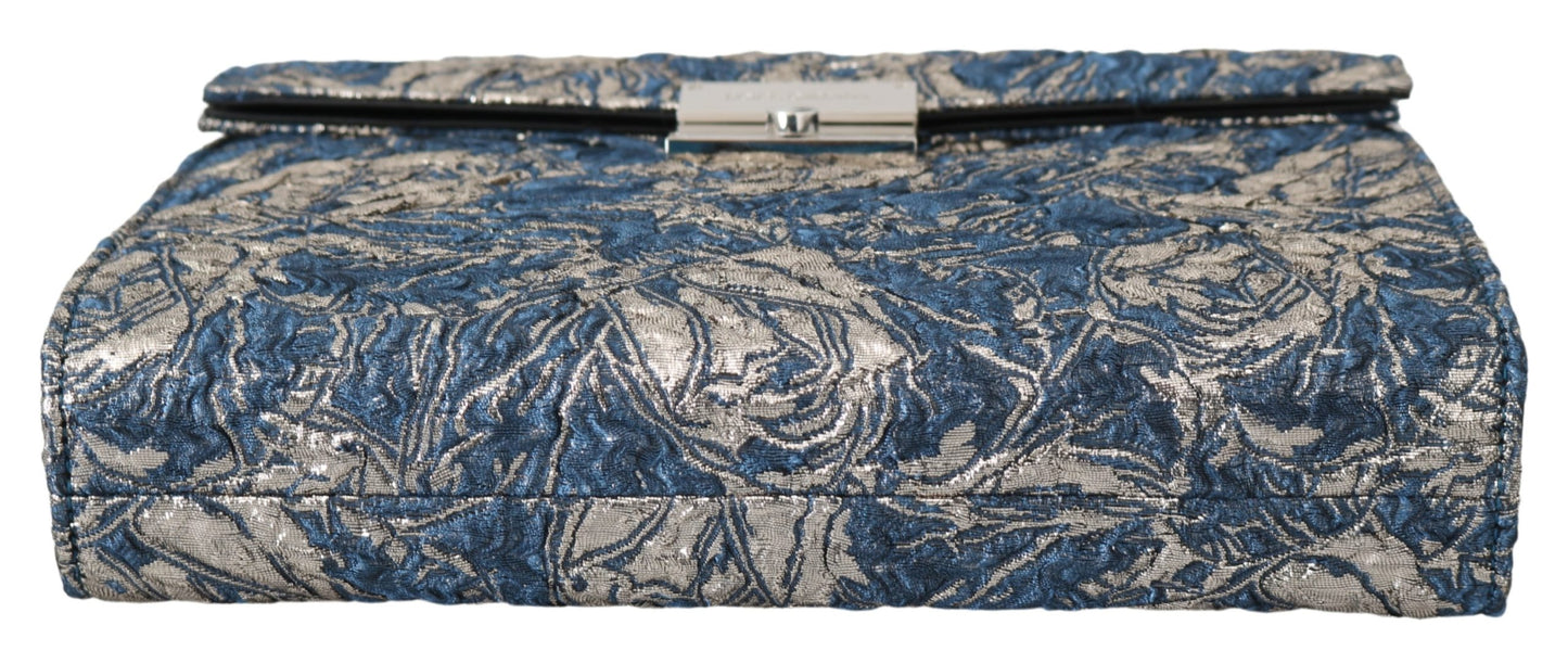 Blau-Silber-Jacquard-Leder Dokumententasche Tasche