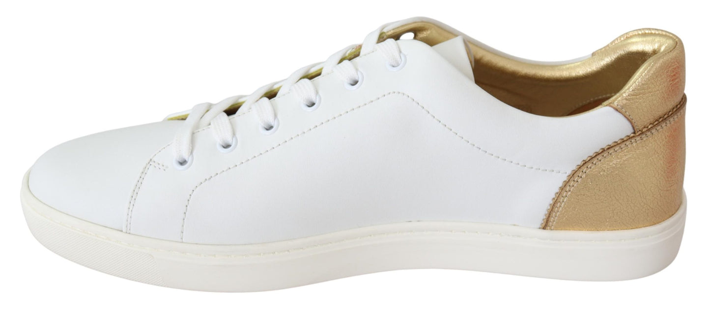 Weiß Gold Leder Low Top Turnschuhe Schuhe