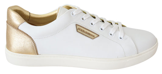 Weiß Gold Leder Low Top Turnschuhe Schuhe