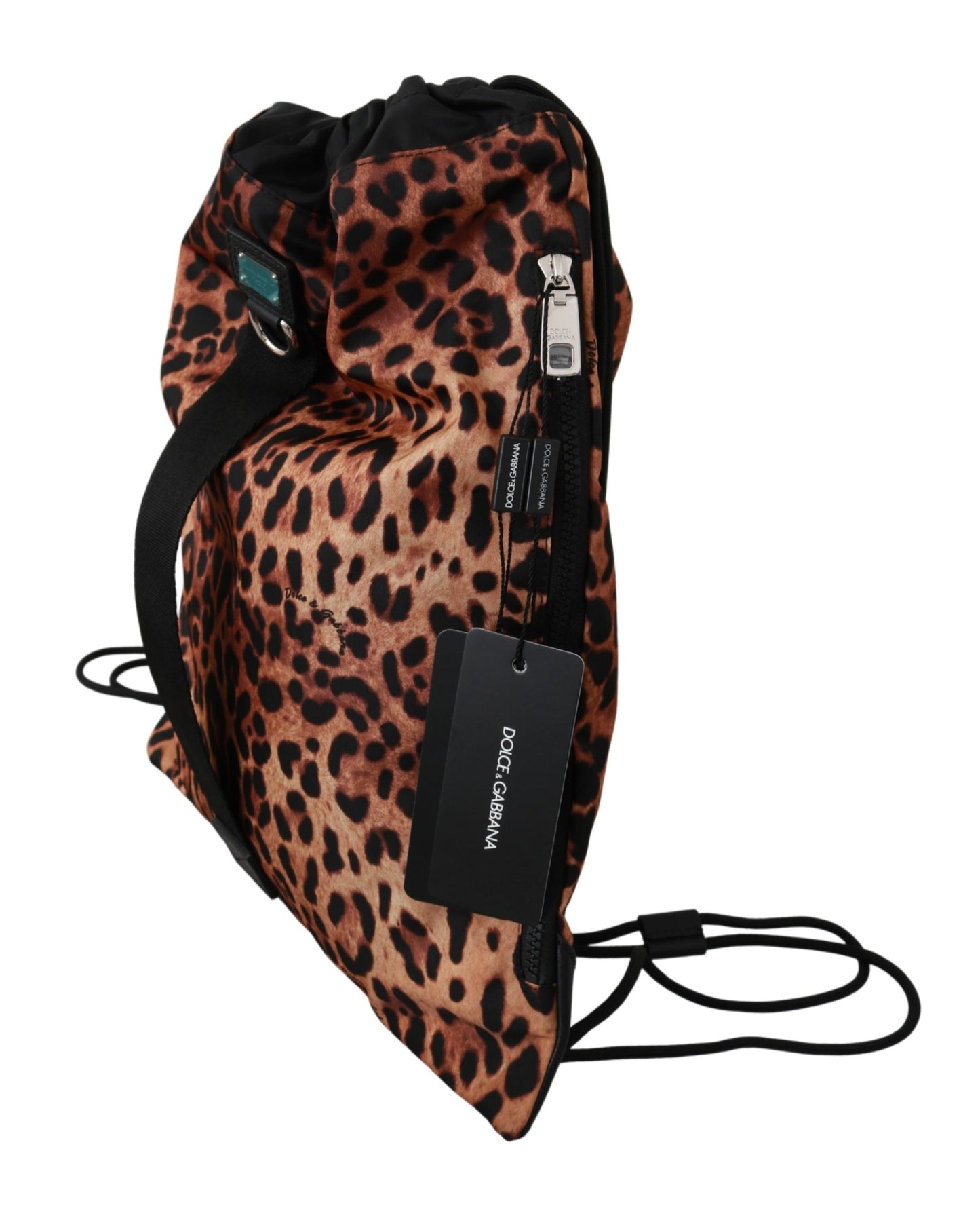 Brauner Leopard Kordelzug Napsack Nylon Rucksack