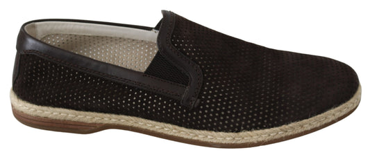 Braunes Leder Perforierte Herren Loafers Schuhe