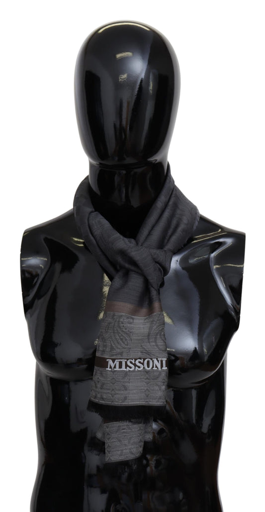 Schwarzer Paisley-Wollschal Unisex-Halstuch