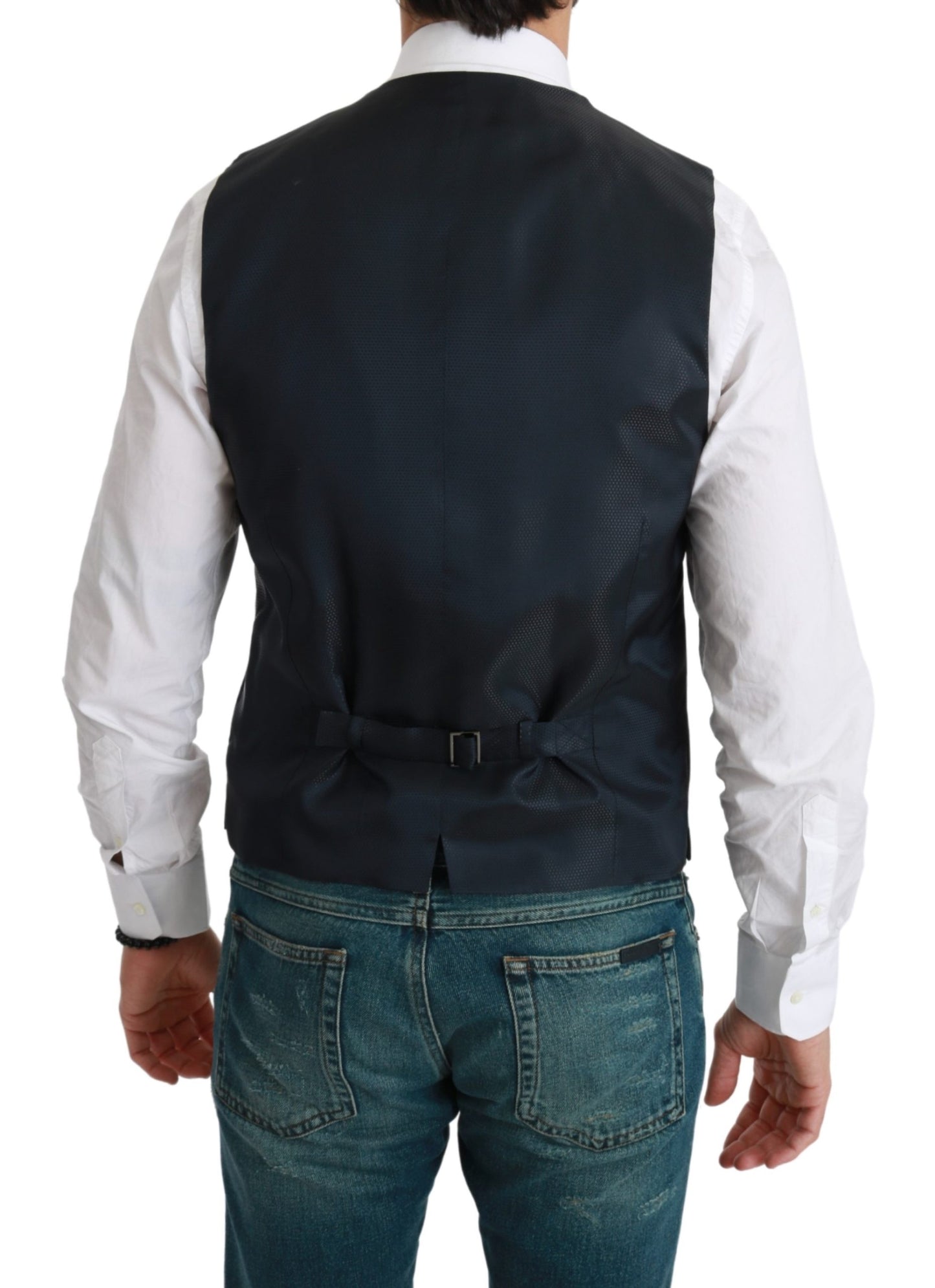 Blaue Weste Formal Stretch Wool Vest