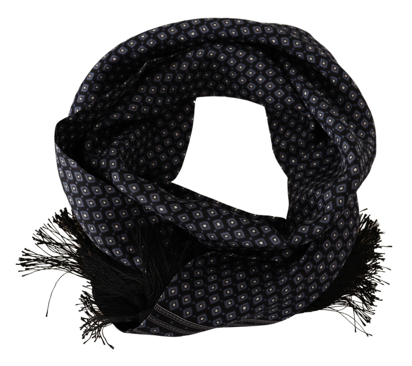 Blauer Barock Herrenschal Fransenschal