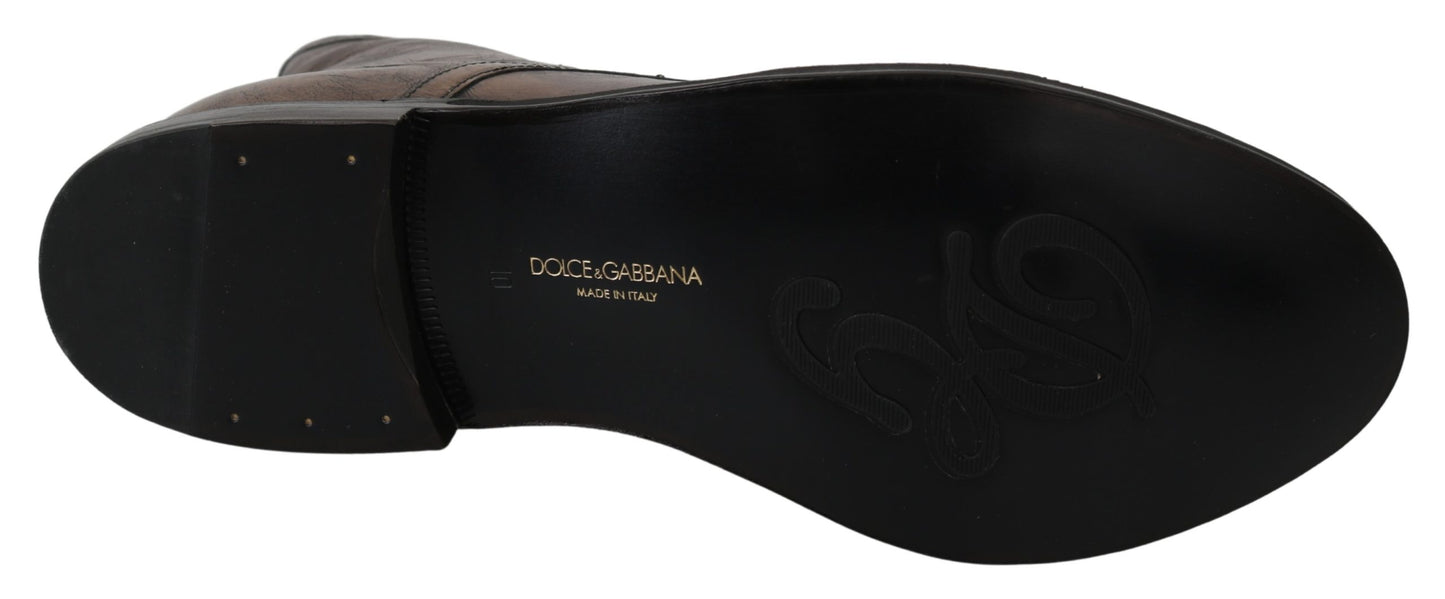 Braun gemusterte Leder Derby Stiefel Schuhe