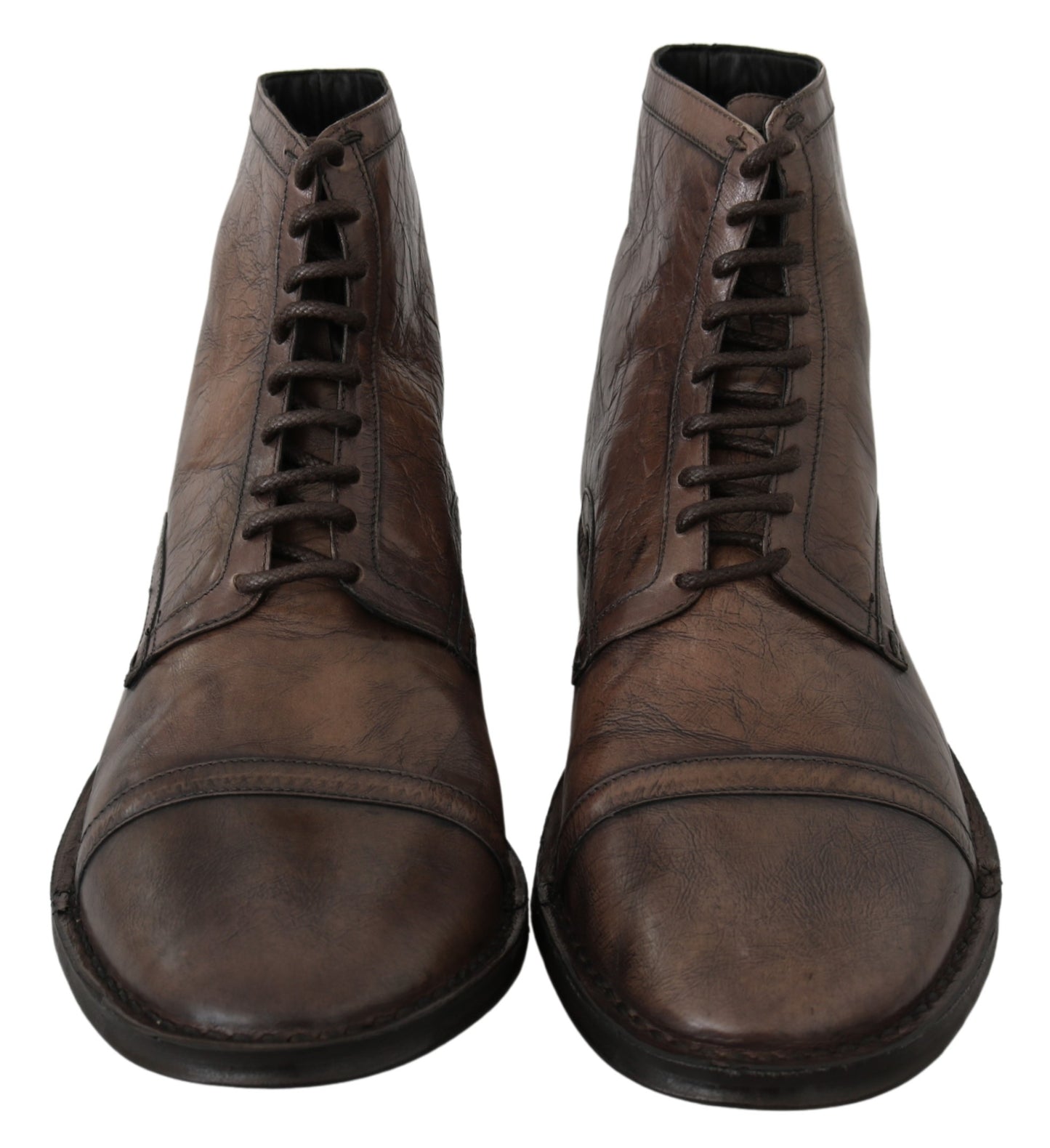 Braun gemusterte Leder Derby Stiefel Schuhe