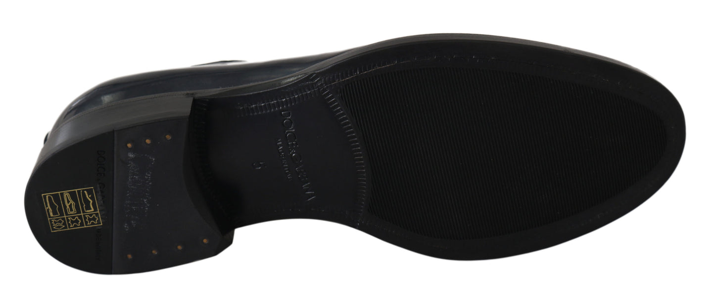 Blaue Leder Derby Kleid Formelle Schuhe