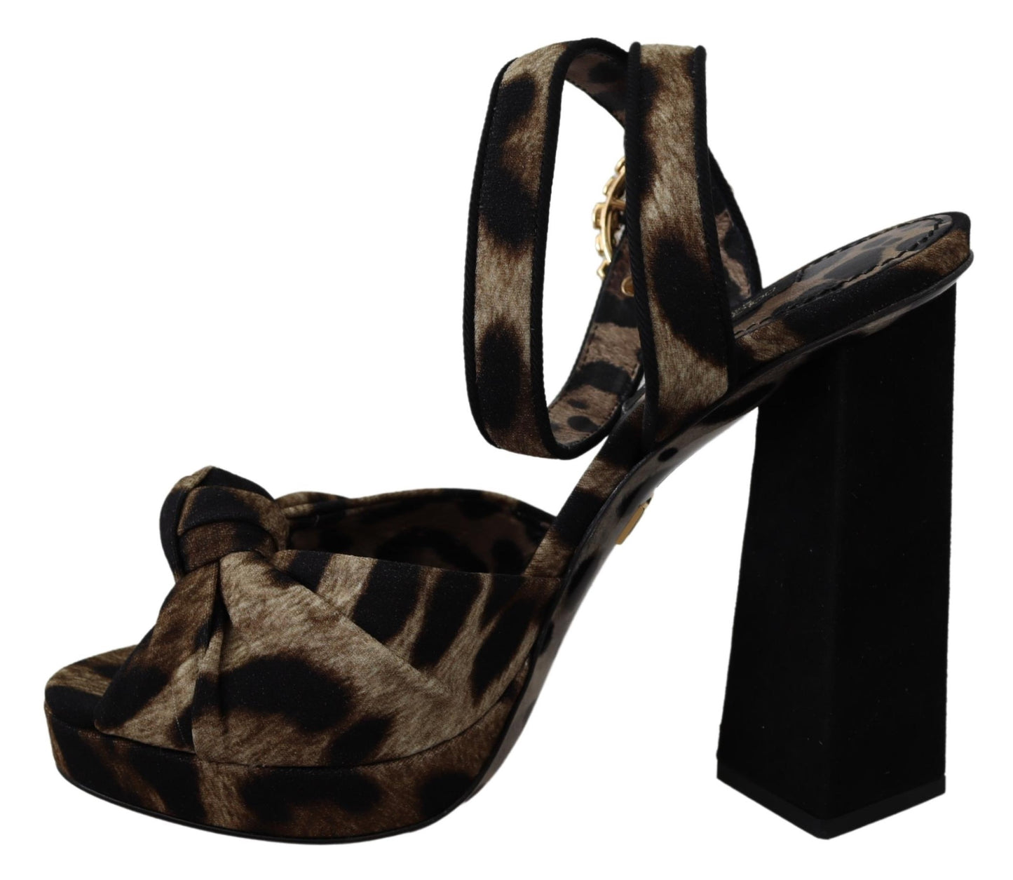 Braune Kristall-Knöchelriemen-Leopard-Sandalen Schuhe
