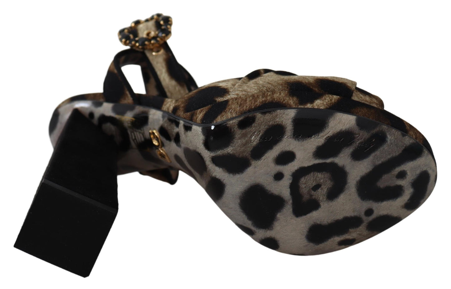 Braune Kristall-Knöchelriemen-Leopard-Sandalen Schuhe