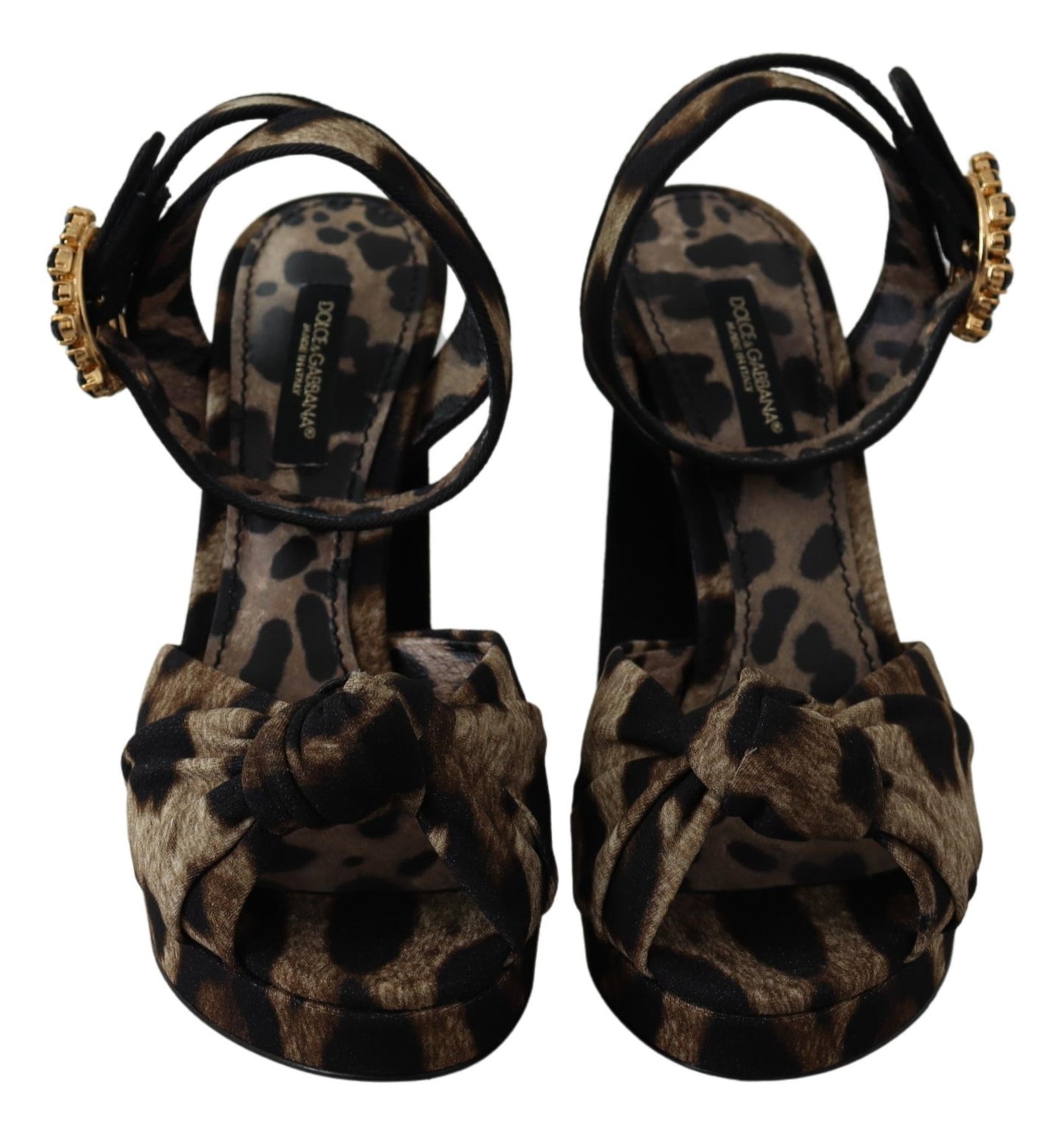 Braune Kristall-Knöchelriemen-Leopard-Sandalen Schuhe