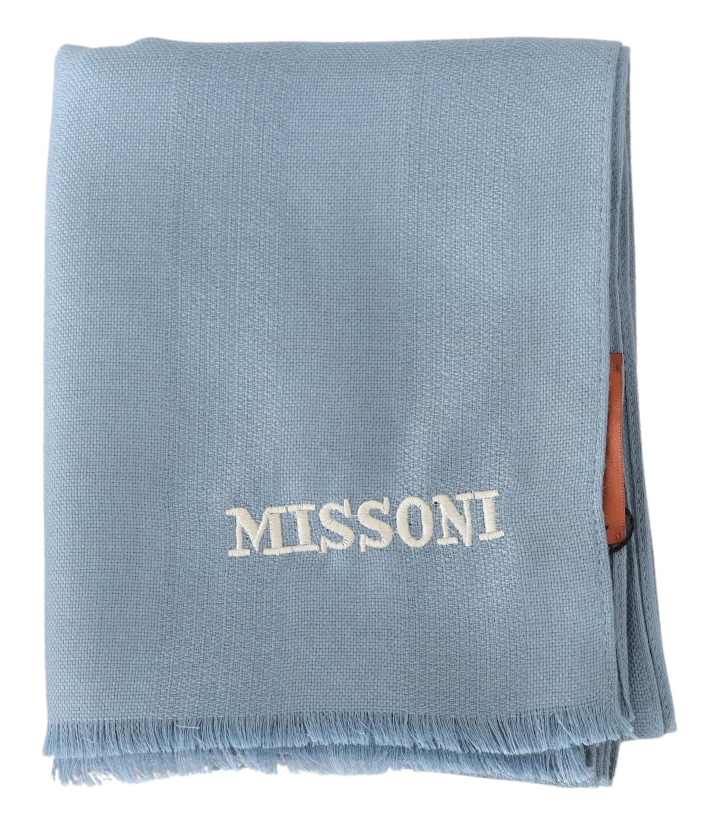 Blauer Seidenwollstrick-Halstuchschal