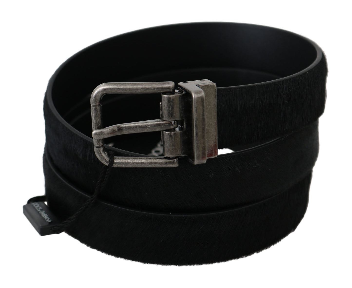 Schwarzer Pelz Leder Metallschnalle Gürtel